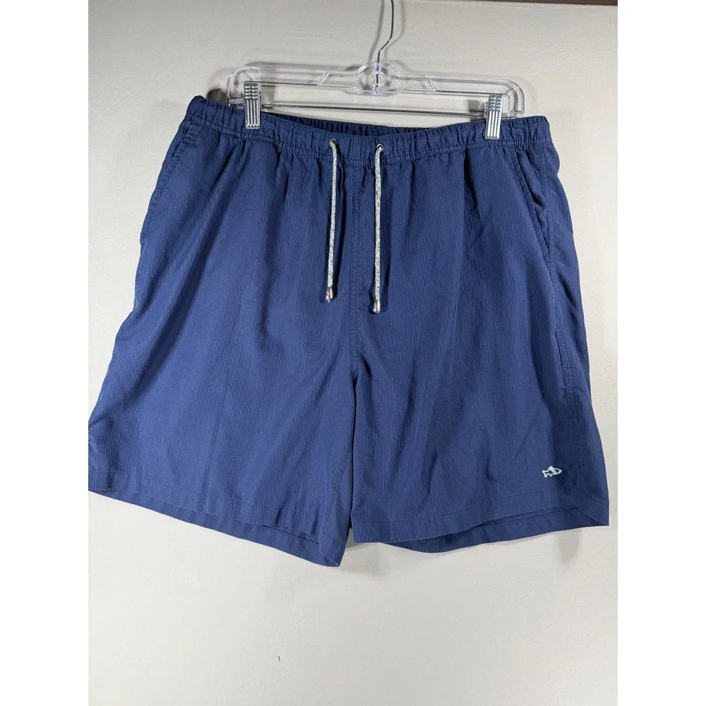 Fish Hippie Mens Navy Blue Swim Trunks Board Shorts Lined Size XL 6in Inseam